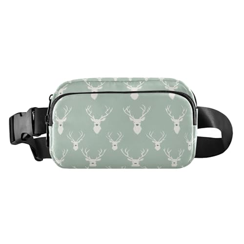 Gürteltasche mit Rentier-Motiv, Salbeigrün, niedlich, stilvoll, für Damen und Herren, große Kapazität, Crossbody-Gürteltasche mit verstellbarem Gurt, für Reisen, Fitnessstudio, Arbeit, Rentier, von EtherSpher