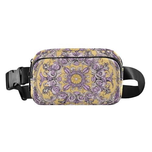 Gürteltasche mit Retro-Blumenmuster, Lila und Gelb, stilvolle Bauchtasche für Damen und Herren, große Kapazität, Umhängetasche, Gürteltasche mit verstellbarem Gurt für Reisen, Einkaufen, Laufen, Gürteltasche mit Retro-Blumenmuster, Lila und Gelb, stilvolle Bauchtasche für Damen und Herren, große Kapazität, Umhängetasche, Gürteltasche mit verstellbarem Gurt für Reisen, Einkaufen, Laufen, von EtherSpher
