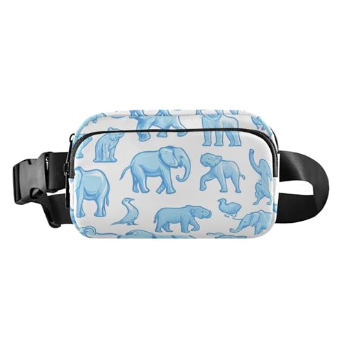 Gürteltasche mit niedlichem blauem Tiermotiv, für Damen und Herren, große Kapazität, Crossbody-Tasche mit verstellbarem Gurt, für Reisen, Urlaub, Laufen, Niedliches blaues Cartoon-Tier, 1 size von EtherSpher