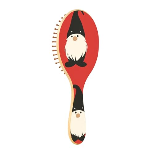 Haarbürste aus Holz, Schwarz und Weiß, Zwerge, Rot, Weihnachts-Paddel-Haarbürste für Frauen, Holzbürste für Haare, Massagebürste aus Holz von EtherSpher