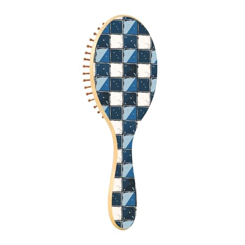 Haarbürste aus Holz, blau und weiß, kariertes Muster, Paddelhaarbürste für Damen, Holzbürsten für Haare, natürliche Haarbürste Haarbürste aus Holz, blau und weiß, kariertes Muster, Paddelhaarbürste für Damen, Holzbürsten für Haare, natürliche Haarbürste von EtherSpher