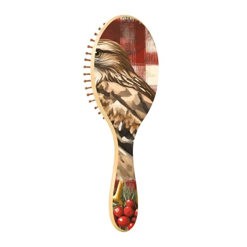 Haarbürste aus Holz, bunt, Buzzard, Büffel, Karo, Schneeflocken, Weihnachten, Holz-Paddelbürste, Holzhaarbürste für Damen, natürliche Holzbürste von EtherSpher
