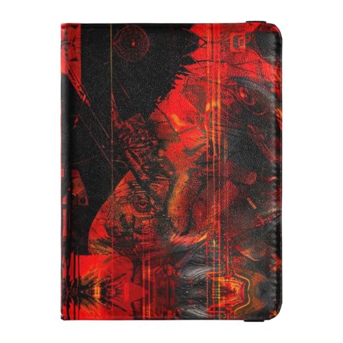 Halloween Illusion Clown Leder Reisepass und Impfausweis Halter Combo Wallet Reisepasshülle Reisepasshülle Wasserdicht, Halloween-Illusions-Clown, 1 size von EtherSpher