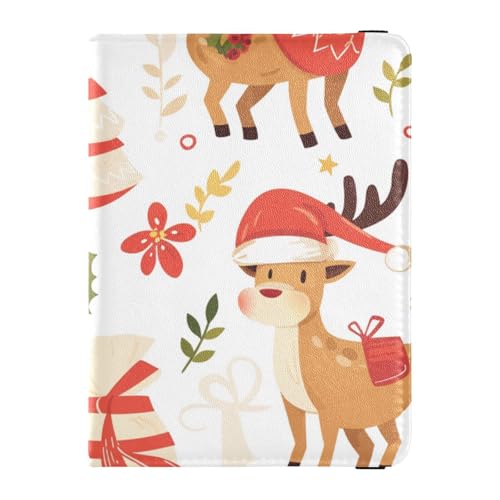Hirsch Weihnachten Weiß Winter Leder Pass Kartenetui Combo Reisebörse Combo Kartenetui Reisepass Etui für Damen leicht, Hirsch Weihnachten weiß Winter, 1 Size, Hirsch Weihnachten Weiß Winter, 1 size von EtherSpher
