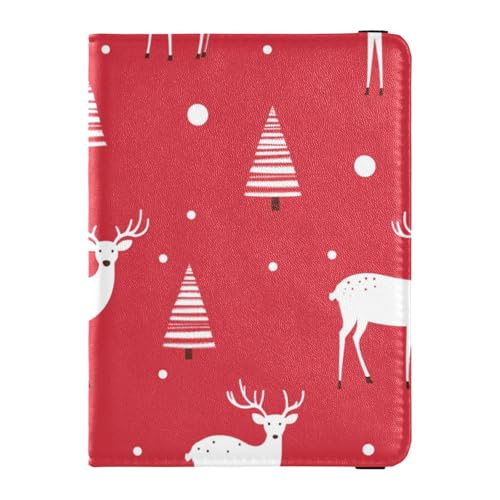 Hirsch Weihnachtsbaum Skandinavischer Stil Leder Reisepasshülle Kartenetui Reisepasshülle Wasserdicht, Hirsch Weihnachtsbaum skandinavischer Stil, 1 size von EtherSpher