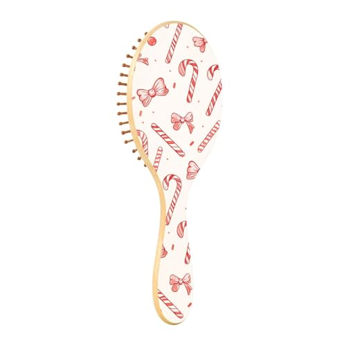 Holzbürste, Cartoon-Zuckerstangen-Schleife, Weihnachten, Holzpaddelbürste für Haare, Holzhaarbürste für Damen, Nachrichtenbürste aus Holz von EtherSpher