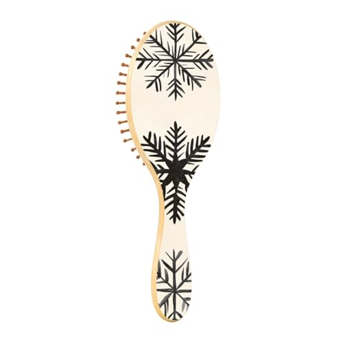 Holzbürste Schwarz Prinzessin Büffel Plaid Schneeflocken Weihnachten Holz Paddelbürste Holz Haarbürste für Frauen Natürliche Holzbürste von EtherSpher