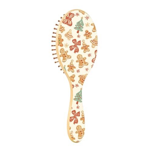 Holzbürste Weihnachten Multi-Lebkuchen- und Bogenpaddel-Haarbürste für Frauen Holzhaarbürste Massage Haarbürste von EtherSpher