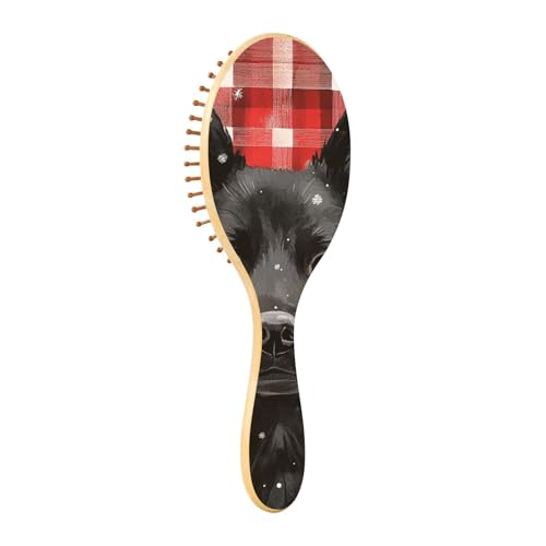 Holzbürste mit schwarzem Hundebüffel, kariert, Schneeflocken, Weihnachts-Paddel-Haarbürste für Frauen, Holzbürste für Haarwachstum, Massage-Haarbürste aus Holz Holzbürste mit schwarzem Hundebüffel, kariert, Schneeflocken, Weihnachts-Paddel-Haarbürste für Frauen, Holzbürste für Haarwachstum, Massage-Haarbürste aus Holz von EtherSpher