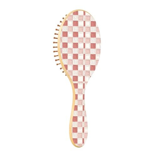 Holzhaarbürste, Öl auf Leinwand, rot und weiß kariert, Paddel-Haarbürste für Frauen, Holzhaarbürsten für Frauen, natürliche Holzbürste Holzhaarbürste, Öl auf Leinwand, rot und weiß kariert, Paddel-Haarbürste für Frauen, Holzhaarbürsten für Frauen, natürliche Holzbürste von EtherSpher