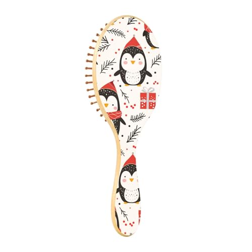 Holzhaarbürste, Weihnachts-Pinguin-Geschenk, Muster, Paddel-Haarbürsten für Frauen, Holzbürsten für Haare, natürliche Holzbürste von EtherSpher