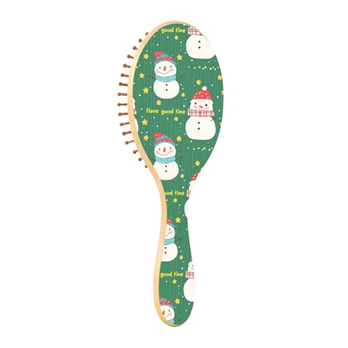 Holzhaarbürste Weihnachten Schneemann Stern Grün Holz Paddelbürste Holz Haarbürste für Frauen Natürliche Haarbürste von EtherSpher