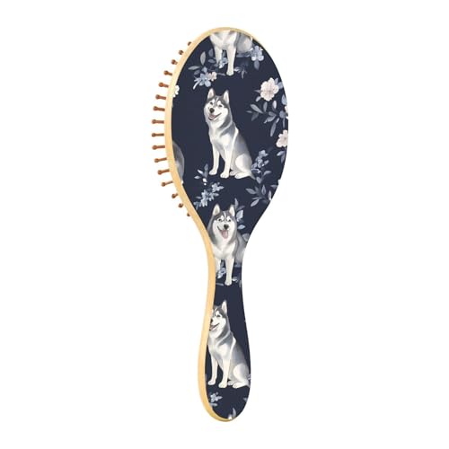 Holzhaarbürsten, Cartoon-Design, sibirische Husky-Hunde, marineblau, Holz-Paddel-Haarbürste für Frauen, Holz-Bürste für Nachrichten Holzhaarbürsten, Cartoon-Design, sibirische Husky-Hunde, marineblau, Holz-Paddel-Haarbürste für Frauen, Holz-Bürste für Nachrichten von EtherSpher