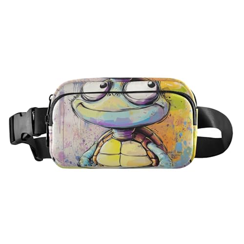 Hüfttasche mit niedlichem Cartoon-Motiv, Motiv: grüne Schildkröte, trendige Gürteltasche für Damen und Herren, große Kapazität, Reißverschluss, Gürteltasche mit verstellbarem Riemen für Reisen, von EtherSpher