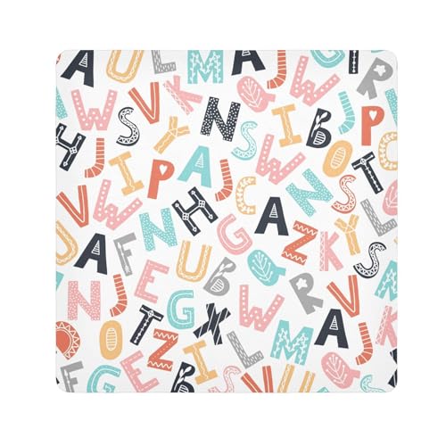 Kosmetiktasche mit Cartoon-Buchstaben, schützende Kosmetiktasche, Organizer, 55 x 55 cm, Kosmetik-Organizer für Reisen, Farbiger Cartoon-Buchstabe, 21.7x21.7in von EtherSpher