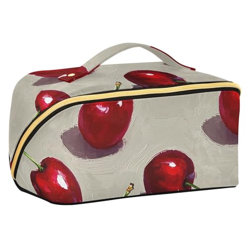Kosmetiktasche mit Ölgemälde mit roten Kirschen, mit Trennwänden, leichte Kosmetiktasche für Damen, Reisegröße, Zubehör Kosmetiktasche mit Ölgemälde mit roten Kirschen, mit Trennwänden, leichte Kosmetiktasche für Damen, Reisegröße, Zubehör von EtherSpher