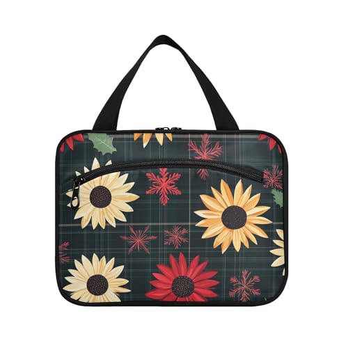Kulturbeutel mit bunten Sonnenblumen, Büffel, kariert, Schneeflocken, Weihnachten, hängende Reise-Kulturbeutel mit Haken, Designer-Zubehör, Kulturbeutel für Reisen, Zubehör für Damen, Toilettenartikel Kulturbeutel mit bunten Sonnenblumen, Büffel, kariert, Schneeflocken, Weihnachten, hängende Reise-Kulturbeutel mit Haken, Designer-Zubehör, Kulturbeutel für Reisen, Zubehör für Damen, Toilettenartikel von EtherSpher