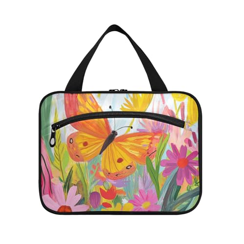 Kulturbeutel zum Aufhängen, Motiv: Ölgemälde, bunte Blumen, Schmetterlinge, zum Aufhängen, Reise-Organizer mit Haken, zusammenklappbare Designer-Tasche für Herren, für Reisende, Hotel, Bolsas Para Kulturbeutel zum Aufhängen, Motiv: Ölgemälde, bunte Blumen, Schmetterlinge, zum Aufhängen, Reise-Organizer mit Haken, zusammenklappbare Designer-Tasche für Herren, für Reisende, Hotel, Bolsas Para von EtherSpher