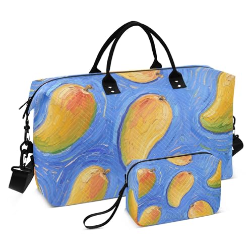 Kunstmalerei blaue Früchte dekorative Handgepäcktasche für persönliche Gegenstände, großer Turnbeutel mit verstellbarem Riemen für Sport, multifunktional, Bolso de para Mujer Avion von EtherSpher