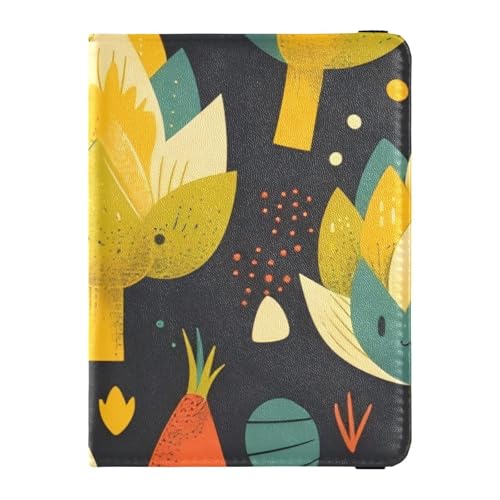 Latus Fruits Vegetables Cartoon Grünes Leder Reisepass und Impfpass Brieftasche Combo für Reisen Impfpass Hülle Combo Reisepass Brieftasche mit Impfkartenfach für Männer, Latus Obst Gemüse Cartoon von EtherSpher