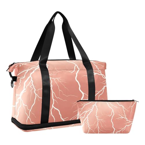 Lightning Rose Gold Turnbeutel Weekender Tasche mit verstellbarem Gurt für Yoga Multifunktional, Lightning Roségold, 1 size von EtherSpher