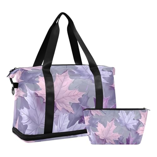 Lila Maple Leaf Seesack Turnbeutel mit Kulturbeutel für Workout faltbar, Violettes Ahornblatt, 1 size von EtherSpher