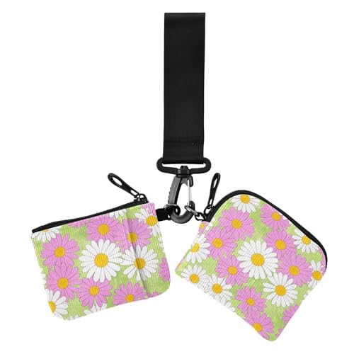Lovely Daisy Floral Peach White Dual Coin Purse Credit Card Holder Wallet Compact Size Wristlet Wallet Key Holder with Keychain for Woman 2 Pcs, Schönes Gänseblümchen-Blumenmuster, Pfirsichweiß, 1 Lovely Daisy Floral Peach White Dual Coin Purse Credit Card Holder Wallet Compact Size Wristlet Wallet Key Holder with Keychain for Woman 2 Pcs, Schönes Gänseblümchen-Blumenmuster, Pfirsichweiß, 1 von EtherSpher