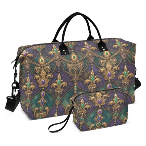 Mardi Gras Kulturbeutel mit Kulturbeutel für Reisen, multifunktional, für Reisen, lila/grün, mit Schultertasche, ideal für unterwegs von EtherSpher