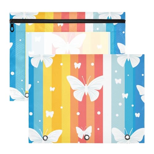 Mehrzweck-Stifthalter für A4-Papier, Briefe, 2 Stück, für Lehrer, College, weiße Schmetterlinge und Streifen von EtherSpher