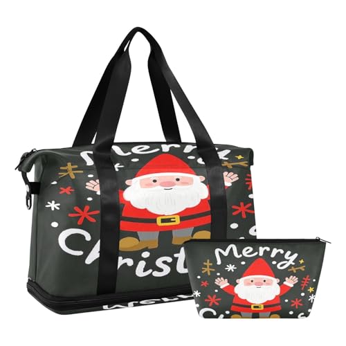 Merry Christmas Cartoon Zwerge Turnbeutel Weekender Reise Übernachtungstasche mit verstellbarem Gurt für Reisen große Kapazität, Frohe Weihnachten Cartoon Zwerge, 1 size von EtherSpher