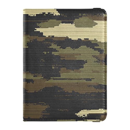 Moderne Armee-Grüne Tarnung Leder Reisepass und Impfpass Brieftasche Combo Wallet Combo Badge ID Impfpass Halter Brieftasche Wasserdicht, Modern Army Green Camouflage, 1 size von EtherSpher