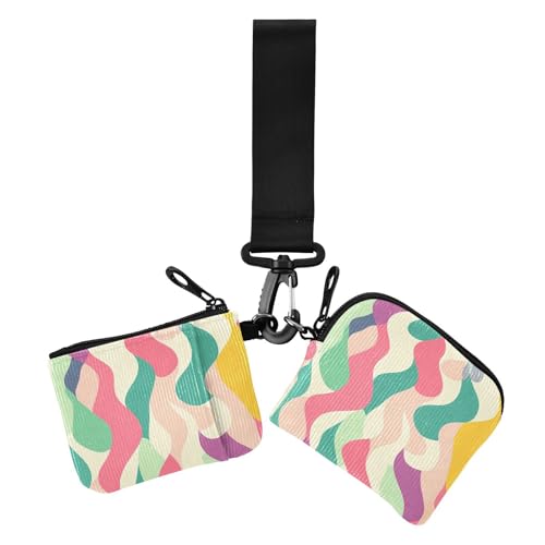 Moderne abstrakte bunte Kunst Damen Kartenetuis Kleingeldhalter Mini Mode Reißverschluss Geldbörse Geldbörse mit Reißverschluss Münzfach für den täglichen Gebrauch 2 Packungen, Moderne, abstrakte von EtherSpher