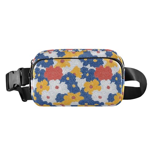 Modische Gürteltasche für Damen und Herren, große Kapazität, Umhängetasche mit verstellbarem Gurt, für Radfahren, Wandern, Fitnessstudio, Gepunktete Blumen-Vektor-Blume, 1 size von EtherSpher