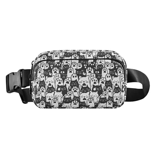 Modische Gürteltasche mit Cartoon-Motiv und Katzenpfoten, für Männer und Frauen, große Kapazität, Crossbody-Tasche mit verstellbarem Gurt, für Reisen, Einkaufen, Laufen, Schwarz / Weiß, Modische Gürteltasche mit Cartoon-Motiv und Katzenpfoten, für Männer und Frauen, große Kapazität, Crossbody-Tasche mit verstellbarem Gurt, für Reisen, Einkaufen, Laufen, Schwarz / Weiß, von EtherSpher