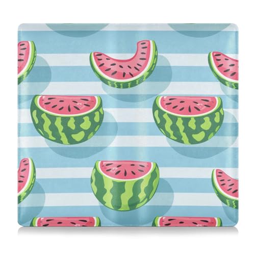 Multi Green Watermelon Light – Blaue Streifen Cartoon Stil Leder Auto Registrierung und Versicherungskartenhalter Auto Wallet Case Organizer für Ausweis, Führerschein, Schlüsselkontaktinformationen von EtherSpher