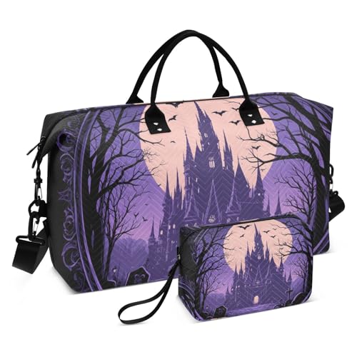 Mystery Castle lila dekorative Handgepäcktasche Turnbeutel mit verstellbarem Riemen für Trekking Multifunktional Bolso Viajero para Mujer Mystery Castle lila dekorative Handgepäcktasche Turnbeutel mit verstellbarem Riemen für Trekking Multifunktional Bolso Viajero para Mujer von EtherSpher