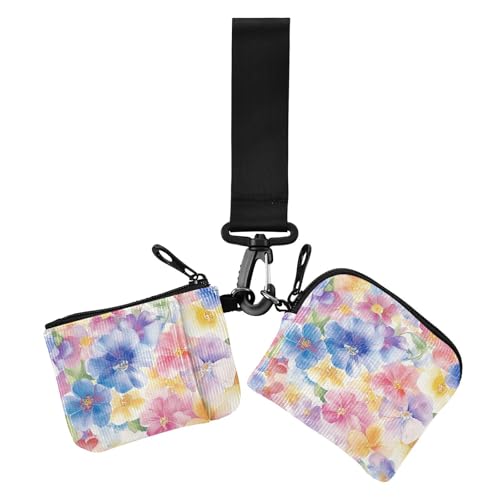 Neuseeländische Koru Beauty Sommer Blumen Bunte Dual Wristlet Wallets für Frauen Minimalistische Frauen Kreditkartenetui Münzbörse mit Reißverschlusstasche für den täglichen Gebrauch, 2 Packungen von EtherSpher