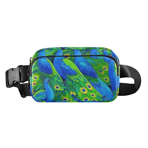 Niedliche Cartoon-Tier-Pfau-Gürteltasche für Herren und Damen, Mini-Brustgürtel, Bauchtasche mit verstellbarem Gurt, für Radfahren, Wandern, Fitnessstudio, Niedlicher Cartoon-Tier-Pfau, 1 size von EtherSpher