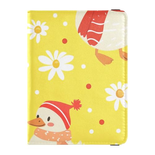 Niedliche Ente, Cartoon-Illustration, Leder, Reisepass- und Impfkarten-Brieftasche, Kombi-Brieftasche, Reisepasshalter, Ausweis, Impfausweis, Impfkartenhalter, Geldbörse, wasserdicht, Niedliche von EtherSpher