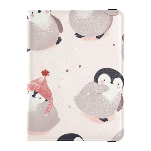 Niedliche Pfirsich-Pinguin-Leder-Reisepass- und Impfkarten-Brieftasche, Kombi-Reisepasshülle, Ausweis, Impfkartenhalter, Geldbörse, wasserdicht, Niedlicher Pfirsichpinguin, 1 size von EtherSpher