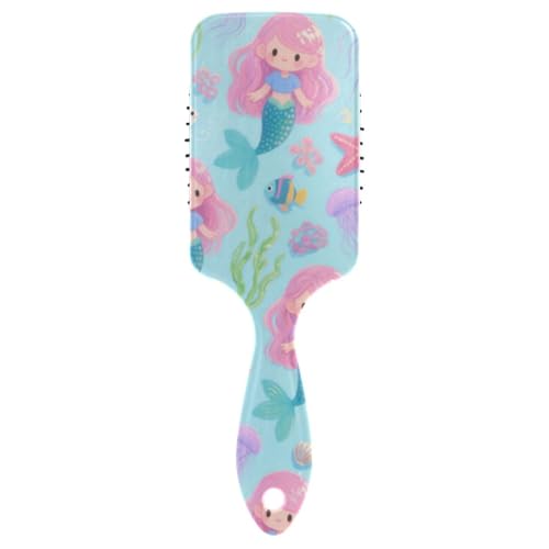 Niedliche und Cartoonische rosa Meerjungfrau-Quallen-Haarbürste für Frauen, Kopfhaut-Massagegerät für dünner werdendes Haar mit ergonomischem Griff, Cepillo para peinar von EtherSpher