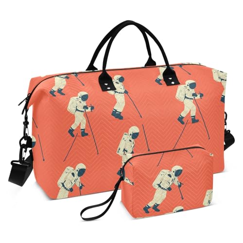 Orange Vaporwave Style Astronaut Dekorative Gepäck Reisetasche Turnbeutel mit Kulturbeutel für Trekking Multifunktional bolso para en Avion Orange Vaporwave Style Astronaut Dekorative Gepäck Reisetasche Turnbeutel mit Kulturbeutel für Trekking Multifunktional bolso para en Avion von EtherSpher