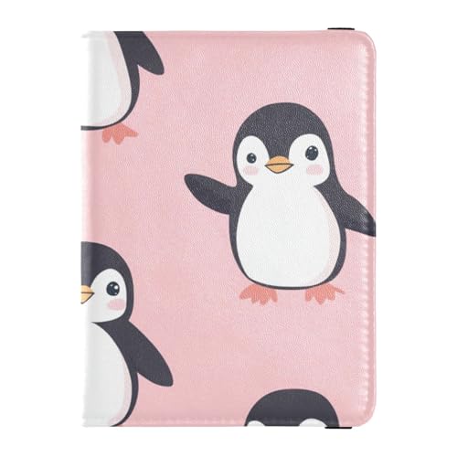 Peach Cartoon Pinguin Leder Reisepasshülle Kartenhalter Reisepasshülle Reisepasshülle Halter Wallet Case Wasserdicht, Pfirsich-Cartoon-Pinguin, 1 size von EtherSpher
