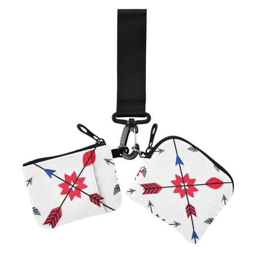 Pfeil Blumenmuster Blau Damen Kleingeldbörse Kartenetuis Kleine Tragbare Münzgeldbörse Kleingeldbörse Kleingeldhalter mit Armband für Damen 2 Stück, Pfeil Blumenmuster Blau, 1 size, Casual von EtherSpher