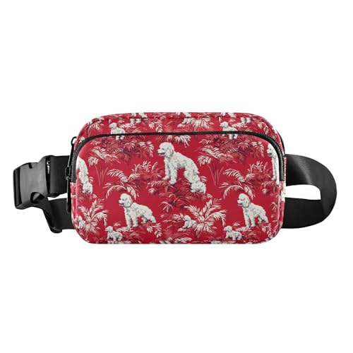 Pudel Scarlet Nahtloses Bild Nahtloses Muster _1 Stilvolle Hüfttasche Crossbody Tasche für Damen Herren Mehrzweck-Tragetasche mit verstellbarem Riemen für Reisen, Urlaub, Laufen, Pudel Scarlet von EtherSpher