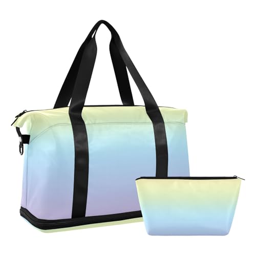 Rainbow Mix Clouds Vague Sport Turnbeutel Sport Training Tasche mit Kulturbeutel für Geschäftsreisen 2 Stück Set, Regenbogen-Mix Wolken vage, 1 size von EtherSpher