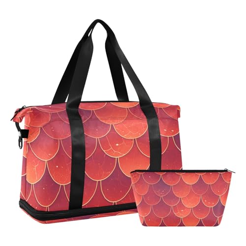 Red Fish Scale Sparkling Duffel Bags Weekender Bag with Adjustable Strap for Trekking Foldable, Rote Fischschuppe, funkelnd, 1 size Red Fish Scale Sparkling Duffel Bags Weekender Bag with Adjustable Strap for Trekking Foldable, Rote Fischschuppe, funkelnd, 1 size von EtherSpher