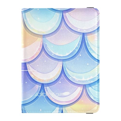 Regenbogen Fisch Shell Schimmernde Leder Passhülle Reisetasche Impfstoff Kartenhalter Kombo Passhülle Reisedokument Geldbörse für Männer Wasserdicht Regenbogen Fisch Schale, Regenbogenfisch von EtherSpher
