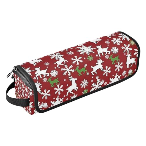 Reise-Werkzeugtasche und hitzebeständige Matte mit Reißverschluss-Tragetasche, flacher Lockenstab, wasserdichter Organizer für Glätteisen, Glätteisen, Lockenstäbe, Weihnachtsschneeflocke, Hirsch, Weiß Reise-Werkzeugtasche und hitzebeständige Matte mit Reißverschluss-Tragetasche, flacher Lockenstab, wasserdichter Organizer für Glätteisen, Glätteisen, Lockenstäbe, Weihnachtsschneeflocke, Hirsch, Weiß von EtherSpher