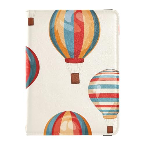 Reisepasshülle aus Leder, Motiv: Cartoon-Heißluftballon, Brieftasche, Geldbörse, Kombi, Dokumenten-Organizer, Zubehör, ultradünn, Farbiger Cartoon-Heißluftballon, 1 size von EtherSpher